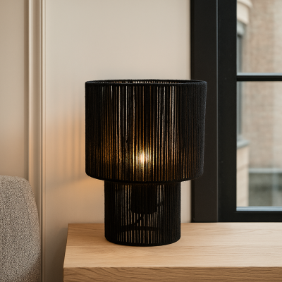 Rustikální stolní lampa černá, Sanny, s vypínačem