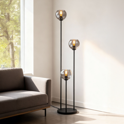 Designová stojací lampa šedá, Giada, s vypínačem