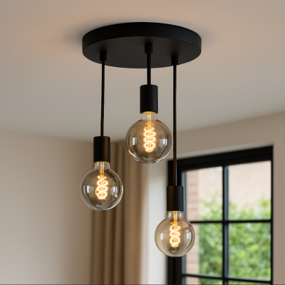 Hliníkové stropní svítidlo černé, Swen