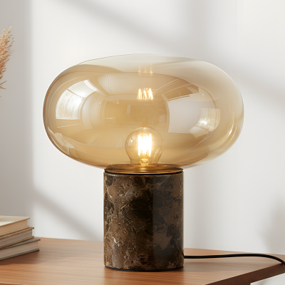 Vintage stolní lampa jantarová, Alan, s vypínačem