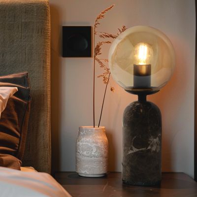 Mramorová stolní lampa jantarová, Alan, s vypínačem