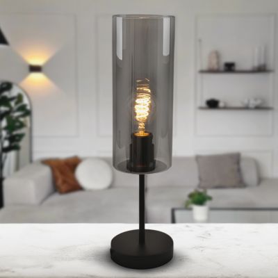 Moderní stolní lampa šedá, Gaya, s vypínačem