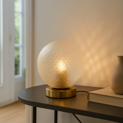 Retro stolní lampa průhledná, Johnson, s vypínačem