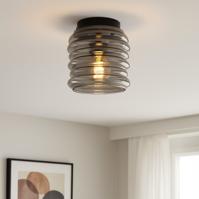 Skleněné stropní svítidlo šedé, Karen