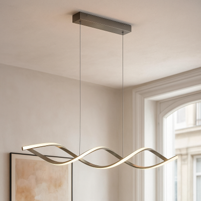 Designové závěsné světlo stříbrné, Kuno, 45W, LED 3000 K, s 3stupňovým stmíváním