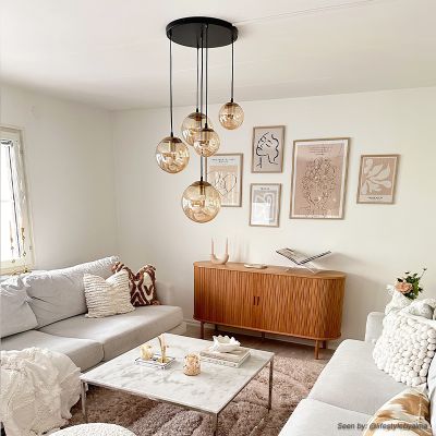 Designové závěsné světlo jantarové, Dolf