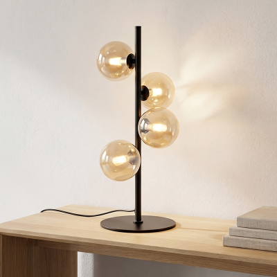 Designová stolní lampa jantarová, Remo, s vypínačem