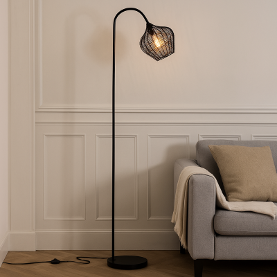 Industriální stojací lampa černá, Pepita, s vypínačem