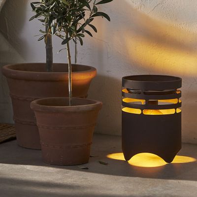 Plastová venkovní stolní lampa hnědá, Aidan, 0,3W, LED 3000 K, IP44