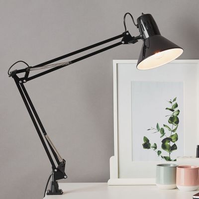 Kovové světlo s klipem černé, Katharina, s vypínačem