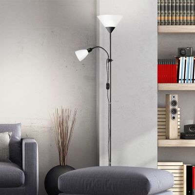 Hliníková stojací čtecí lampa černá, Josephina, s vypínačem