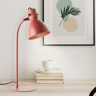 Rustikální stolní lampa červená, Thalina, s vypínačem