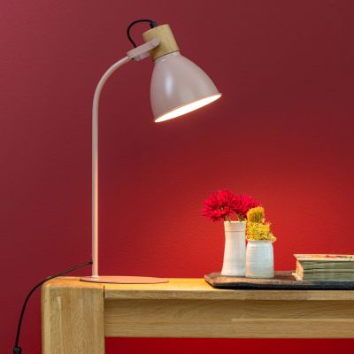 Rustikální stolní lampa růžová, Thalina, s vypínačem