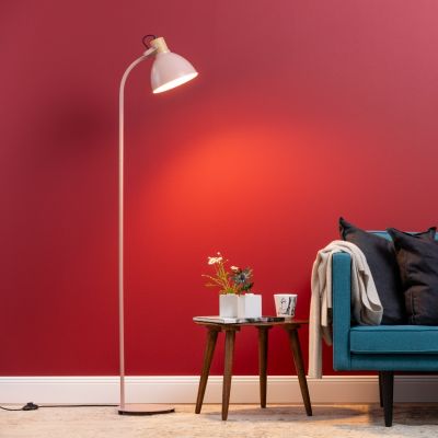 Rustikální stojací lampa růžová, Thalina, s vypínačem