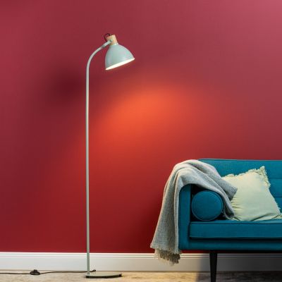 Rustikální stojací lampa zelená, Thalina, s vypínačem