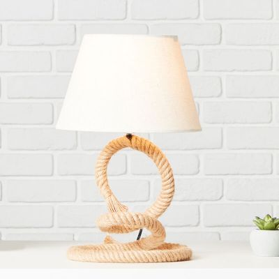 Rustikální stolní lampa bílá, Boyke, s vypínačem