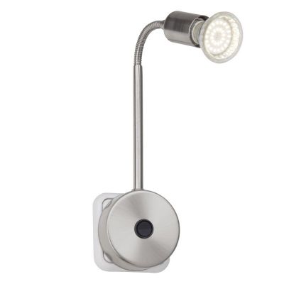 Kovová nástěnná lampa do zásuvky chromová, Hayo, s vypínačem