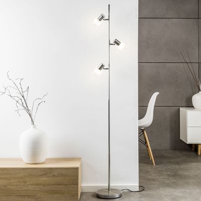 Kovová stojací lampa chromová, Blake, s vypínačem