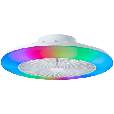 Moderní stropní ventilátor bílý, Sofieke, 40W, RGBW LED, s dálkovým ovládáním