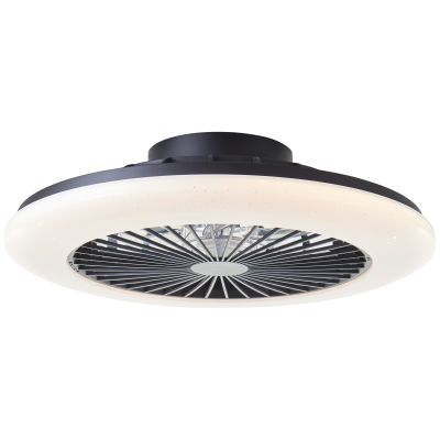 Moderní stropní ventilátor černý, Salerno, 40W, RGBW LED, s dálkovým ovládáním