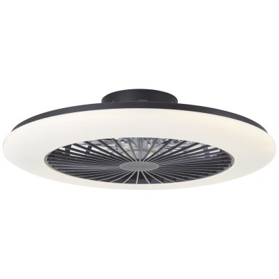 Moderní stropní ventilátor černý, Salerno, 48W, RGBW LED, s dálkovým ovládáním