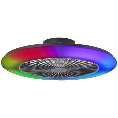 Moderní stropní ventilátor černý, Sofieke, 48W, RGBW LED, s dálkovým ovládáním