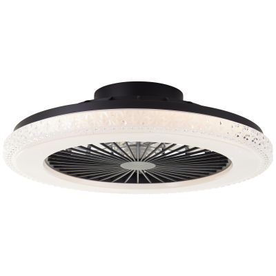 Moderní stropní ventilátor černý, Badria, 40W, RGBW LED, s dálkovým ovládáním