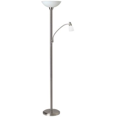 Moderní stojací čtecí lampa chromová, Bernd, s vypínačem