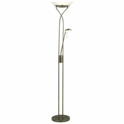 Moderní stojací čtecí lampa mosazná, Joann, 18W, LED 3000 K, s vypínačem