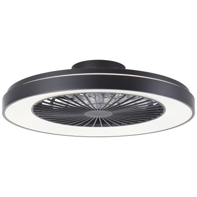 Moderní stropní ventilátor černý, Palmero, 40W, RGBW LED, s dálkovým ovládáním