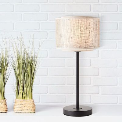Rustikální stolní lampa béžová, Gerbert, s vypínačem