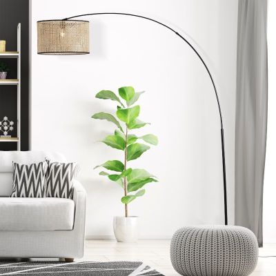 Rustikální stojací lampa béžová, Emmelie, s vypínačem