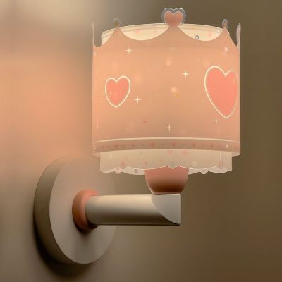 Růžová nástěnná lampa do dětského pokoje plastová, Prinses