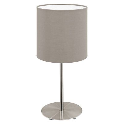 Látková moderní stolní lampa taupe, Abano, s vypínačem