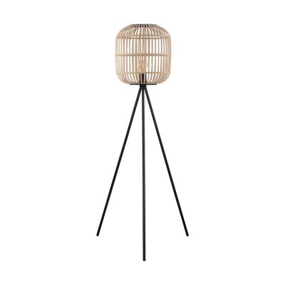 Ocelová rustikální trojnohá stojací lampa černá, Ankie, s vypínačem