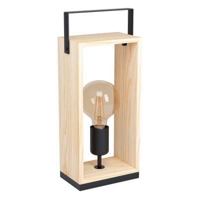 Dřevěná rustikální stolní lampa černá, Olaf, s vypínačem
