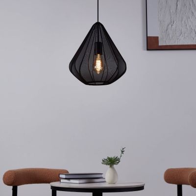 Ocelové industriální závěsné světlo černé, Agnese