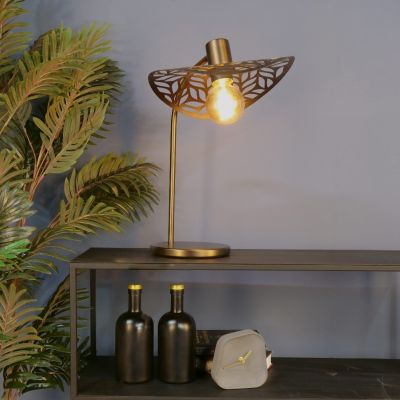 Ocelová vintage stolní lampa bronzová, Suraj, s vypínačem