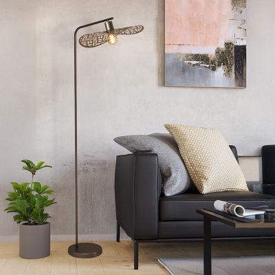 Ocelová vintage stojací lampa bronzová, Suraj, s vypínačem