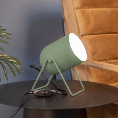 Ocelová vintage stolní lampa zelená, Tjitte, s vypínačem