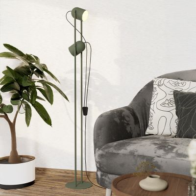 Ocelová vintage stojací lampa zelená, Tjitte, s vypínačem