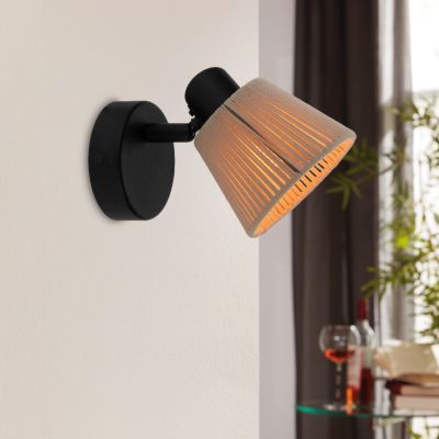 Látkové rustikální nástěnné bodové světlo krémové, Serah