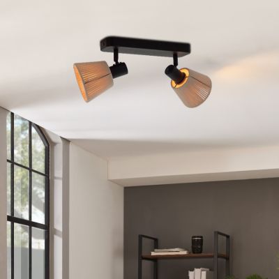 Látkové rustikální stropní bodové světlo krémové, Serah