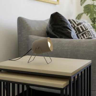 Ocelová vintage stolní lampa hnědá, Tjitte, s vypínačem