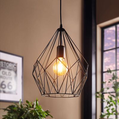 Kovové industriální závěsné světlo černé, Acri