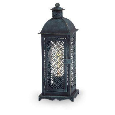 Kovová orientální stolní lampa zelená, Abdirahman, s vypínačem