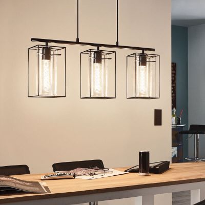 Skleněné industriální závěsné světlo černé, Aprica