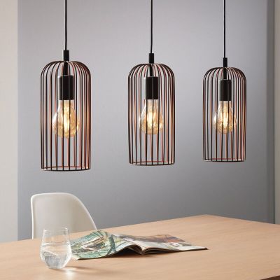 Ocelové industriální závěsné světlo černé, Silje