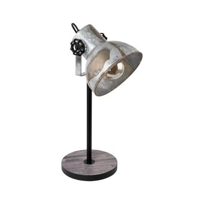 Dřevěná industriální stolní lampa hnědá, Angelina, s vypínačem