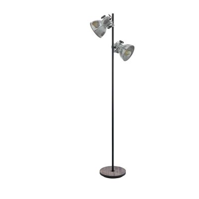 Dřevěná industriální stojací lampa hnědá, Angelina, s vypínačem